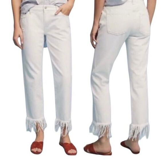 Hyphen White Denim Frayed Jeans Size 27 - Picture 1 of 7